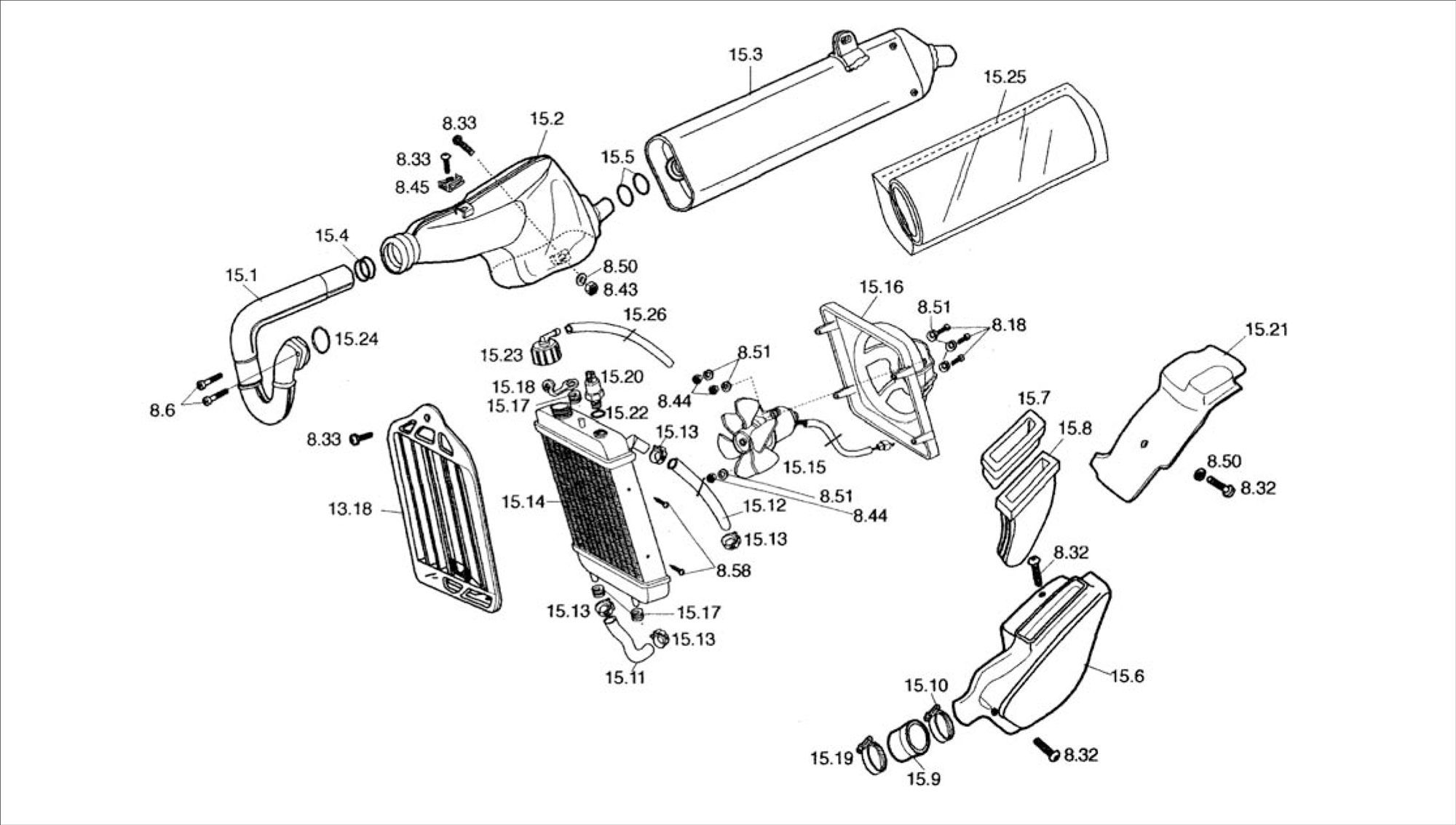 Picture of 15 - EXHAUST SYSTEM AND RADIATOR