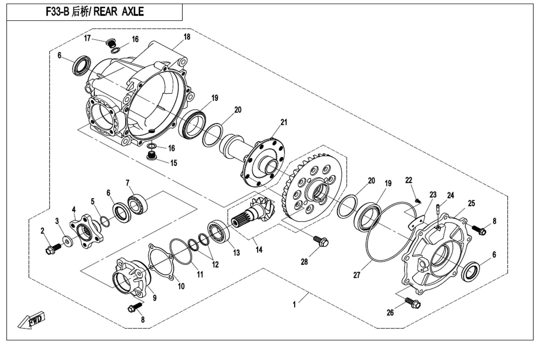 Picture of F33-B-V1 - REAR AXLE(NO DIFFERENTIAL)
