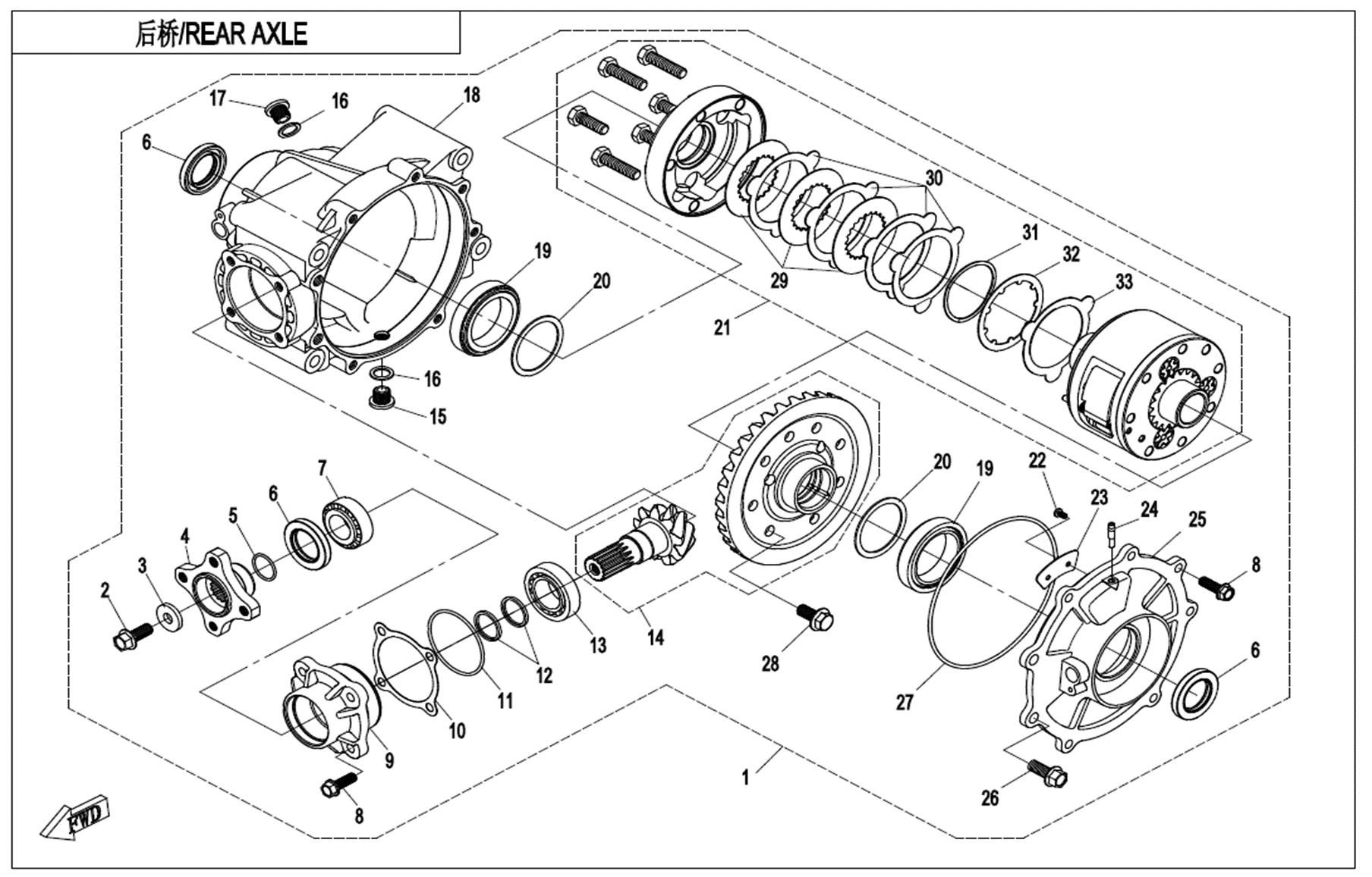 Picture of F33-A-V2 - REAR AXLE(WITH AUTOMATIC DIFFERENTIAL LOCK)