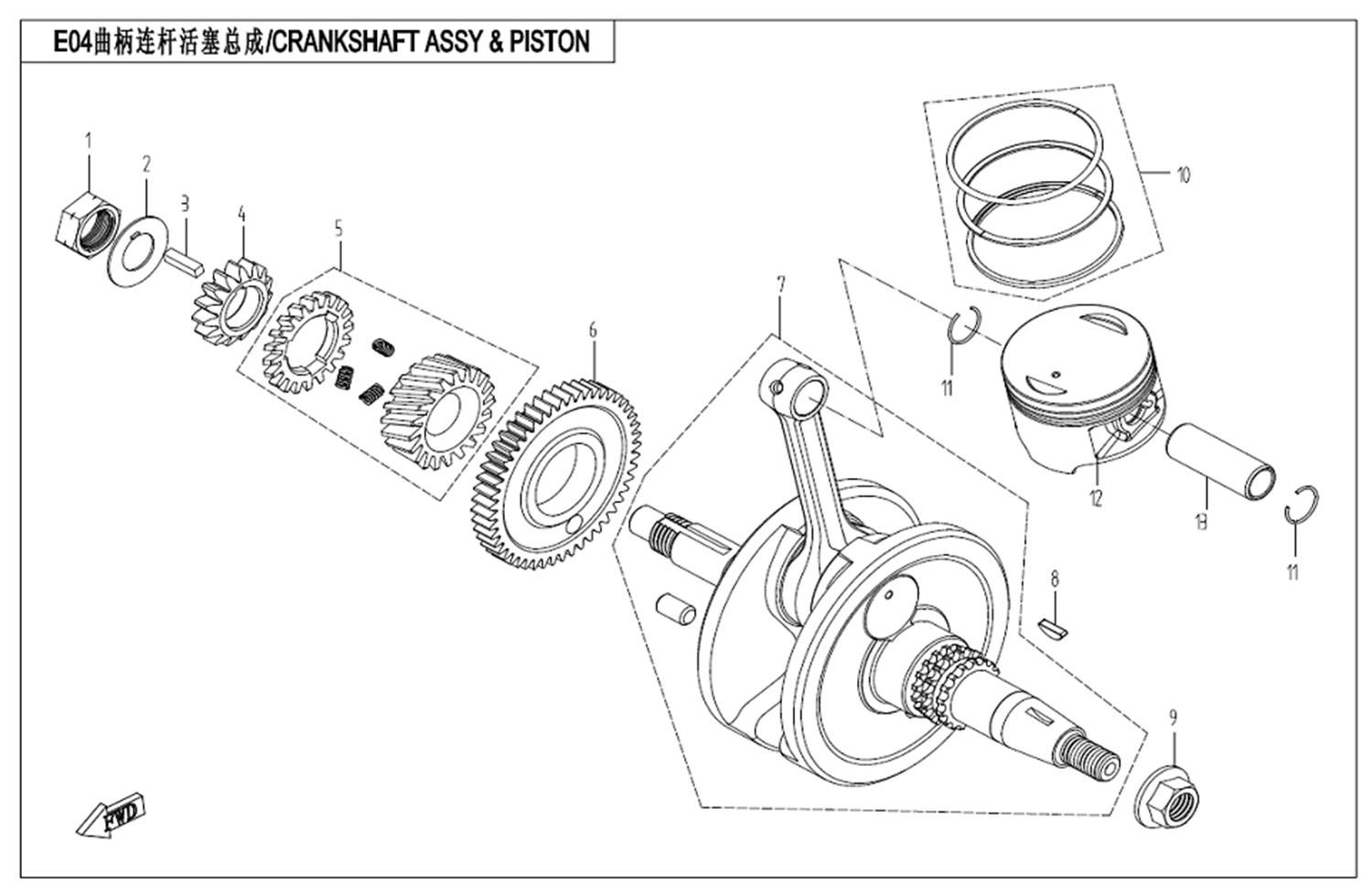 Picture of E04 - CRANKSHAFT & PISTON