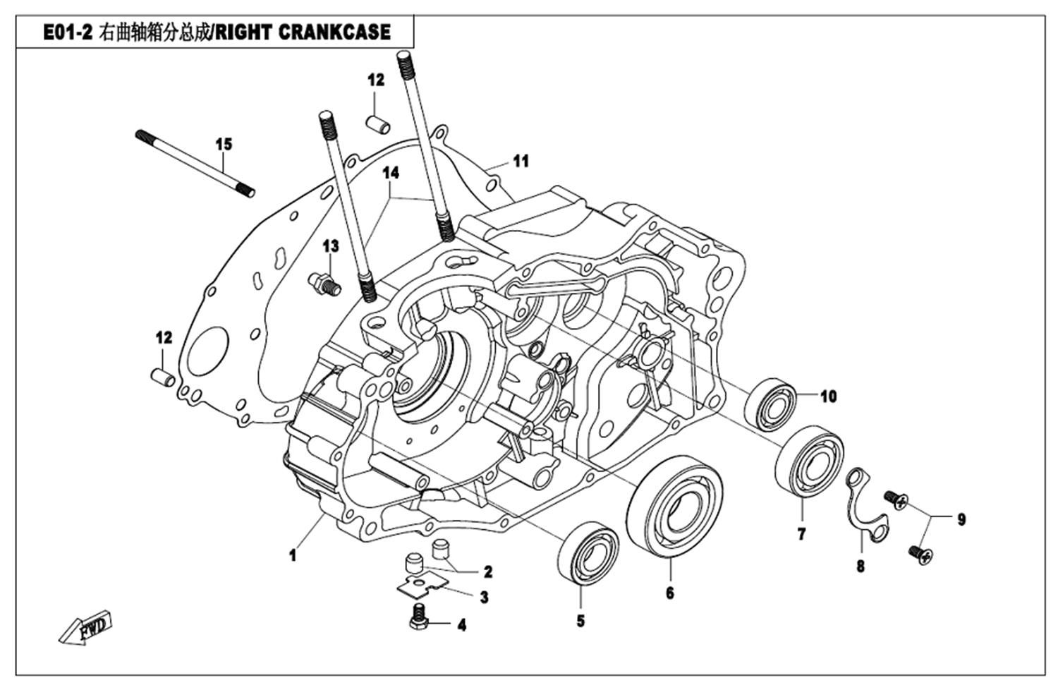 Picture of E01-2 - RIGHT CRANKCASE ASSY