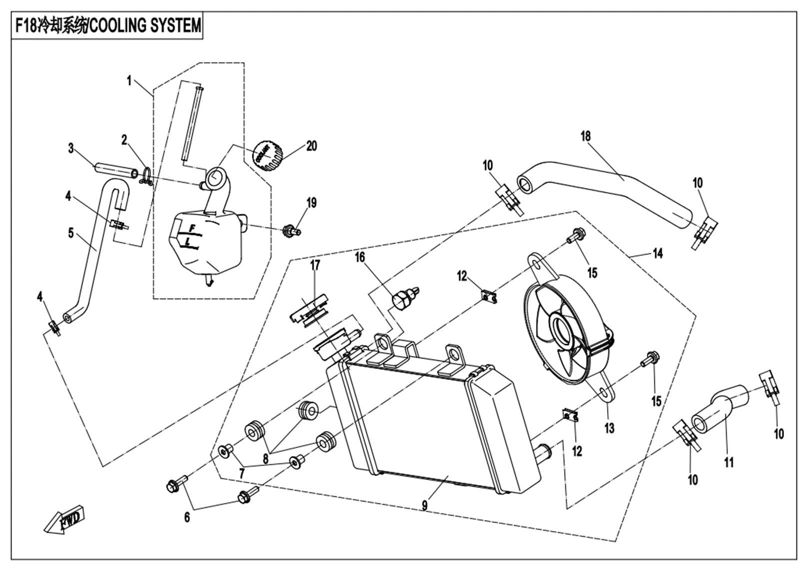 Picture of F18-V1 - COOLING SYSTEM(WITH THERMAL SWITCH)
