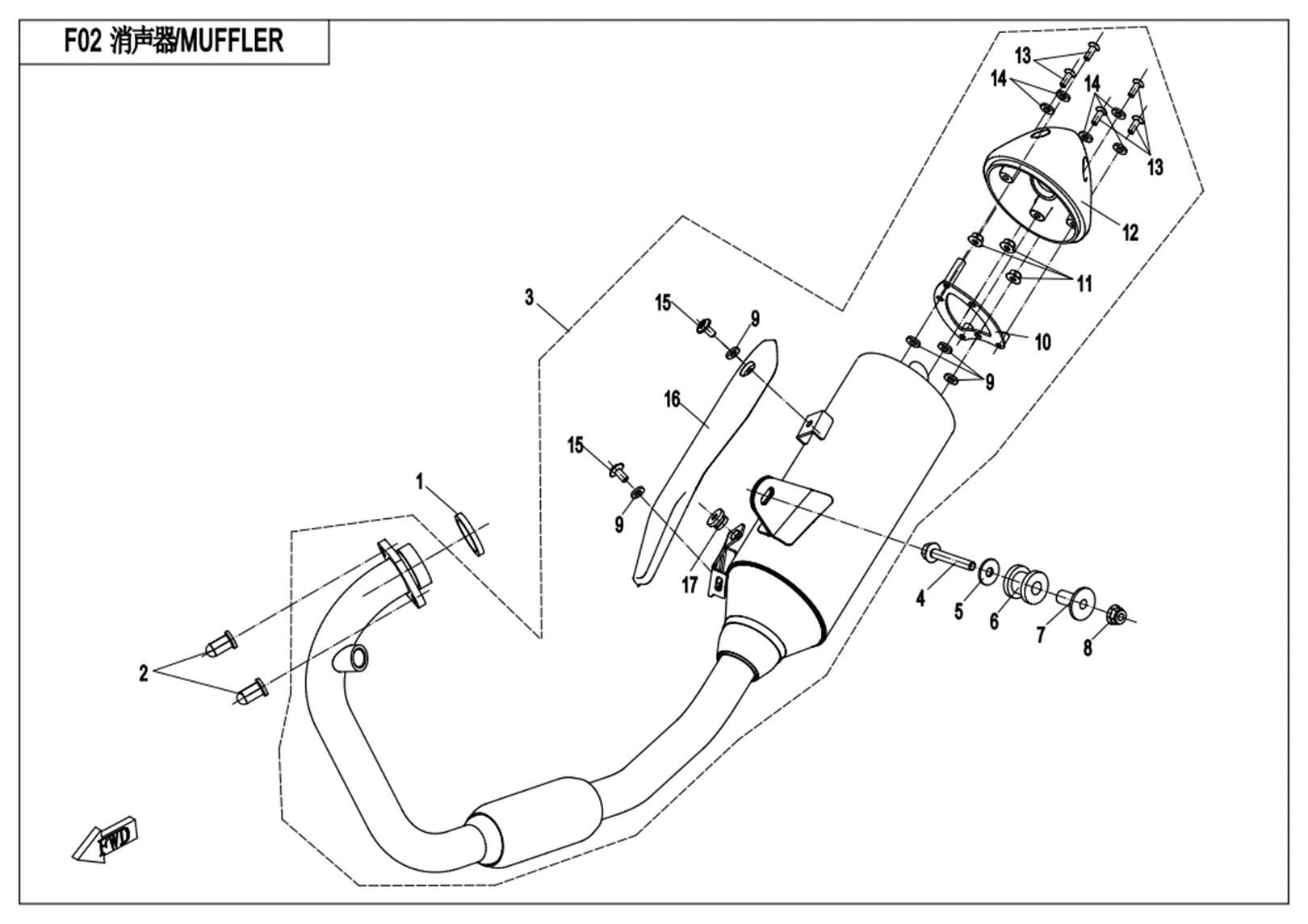 CFMoto. F02A Muffler(English) , Sherco