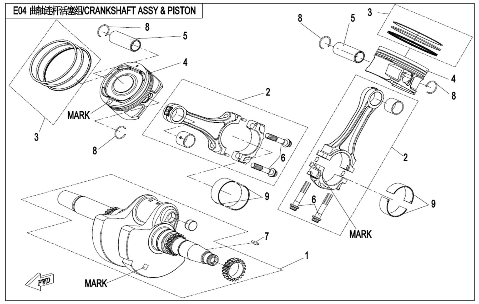 Picture of E04 - CRANKSHAFT & CONNECTING ROD & PISTON ASSY