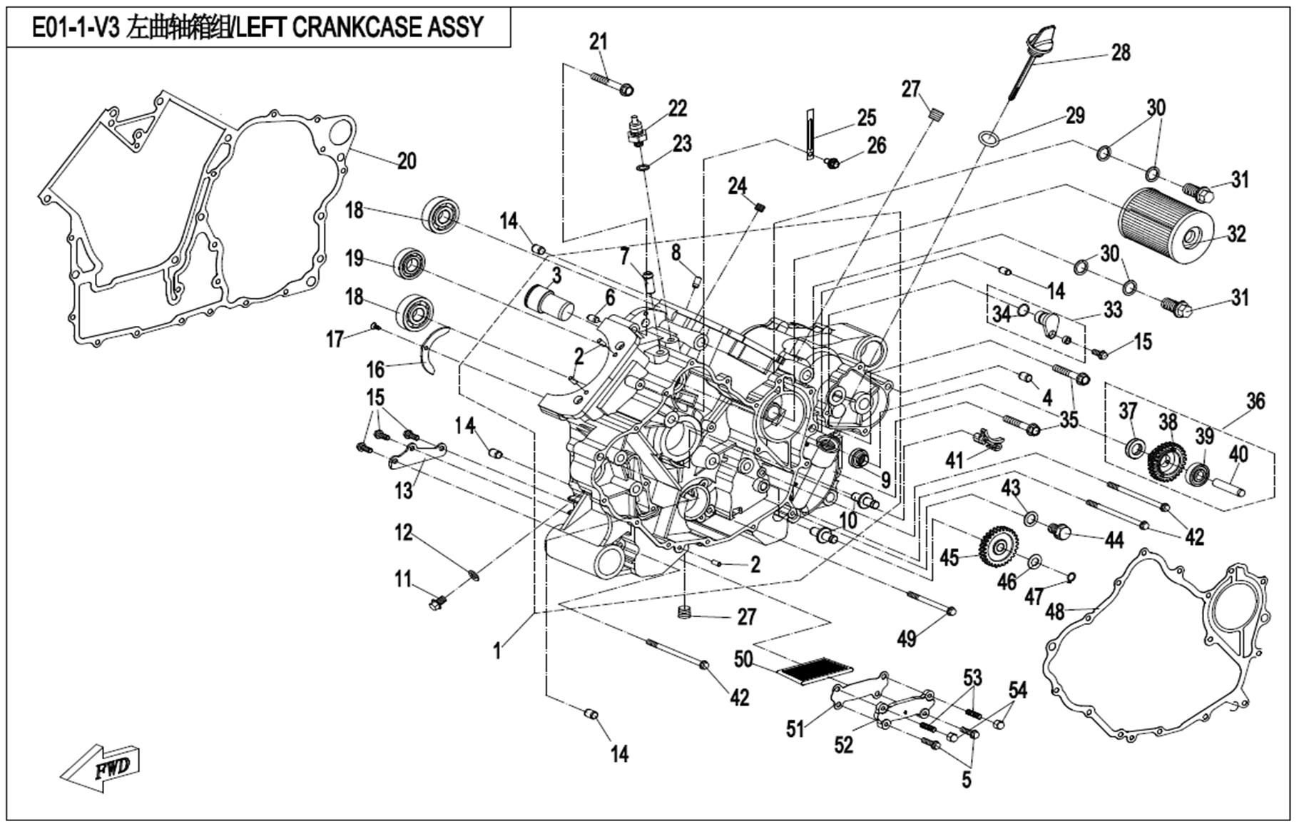 Picture of E01-1-V3 - LEFT CRANKCASE ASSY