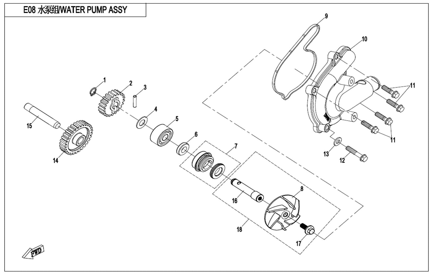 Picture of E08 - WATER PUMP ASSY.