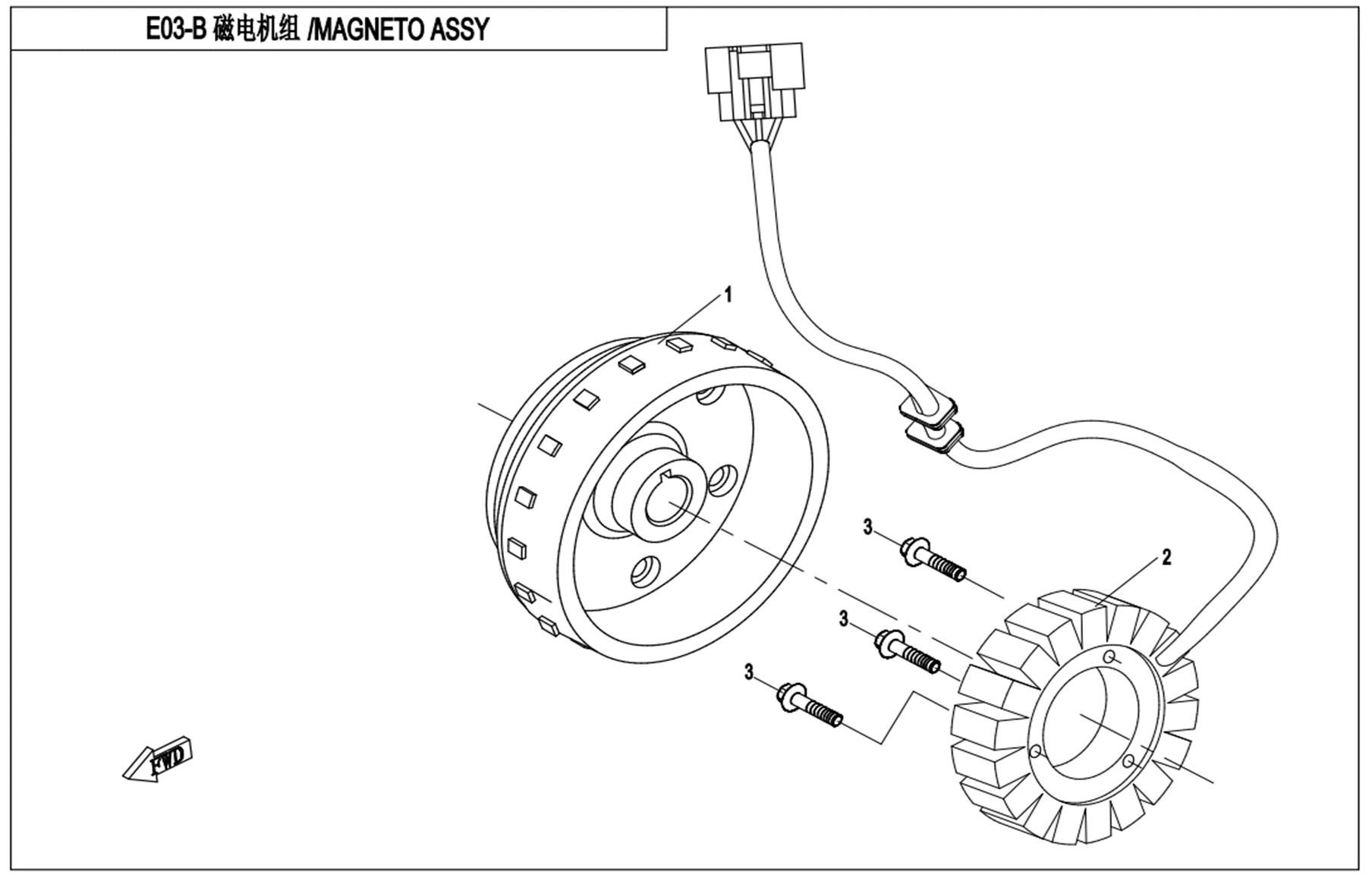 Picture of E03-B - MAGNETO STATOR ASSY(WITH EPS)