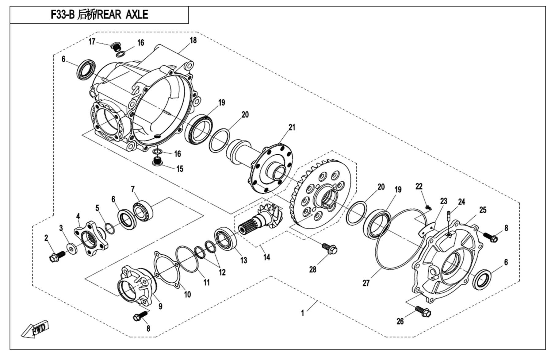 Picture of F33-B - REAR AXLE(2018)