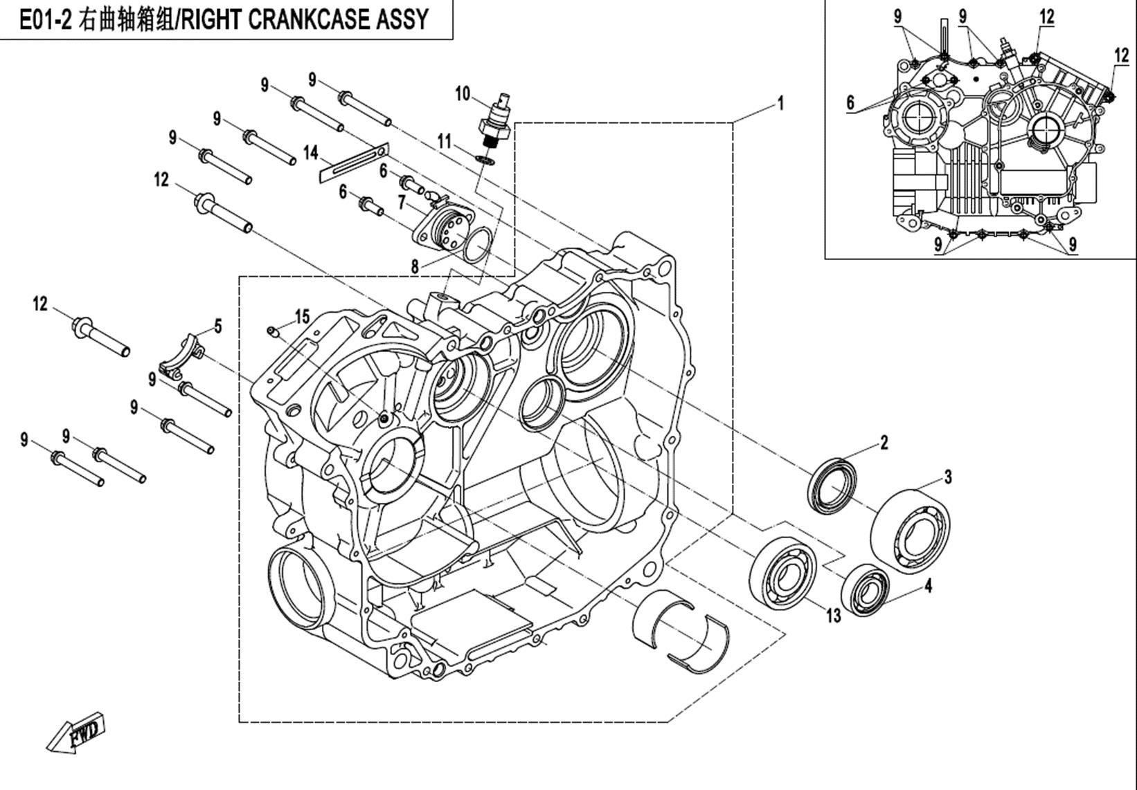 Picture of E01-2 - RIGHT CRANKCASE ASSY.