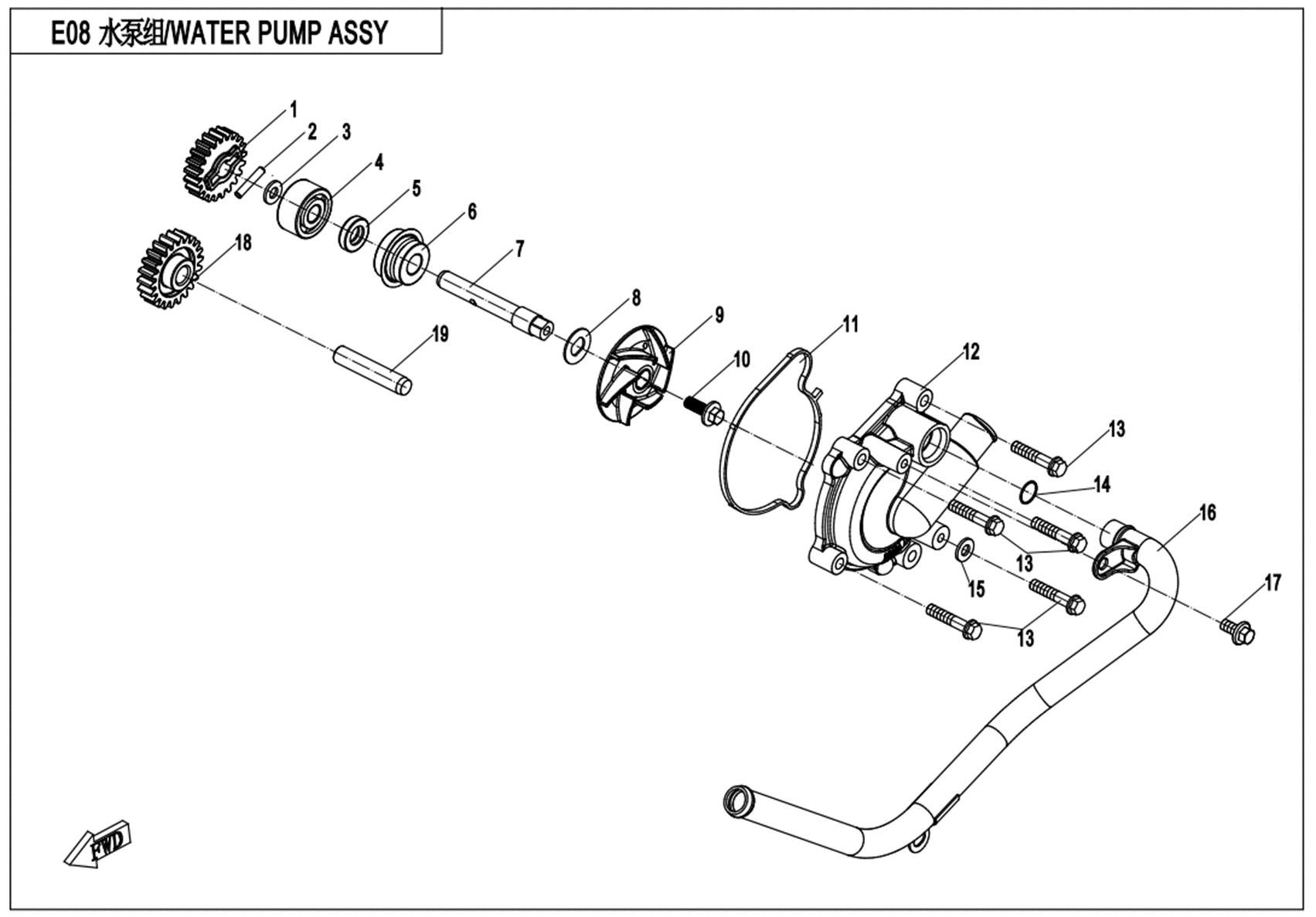 Picture of E08 - WATER PUMP ASSY.