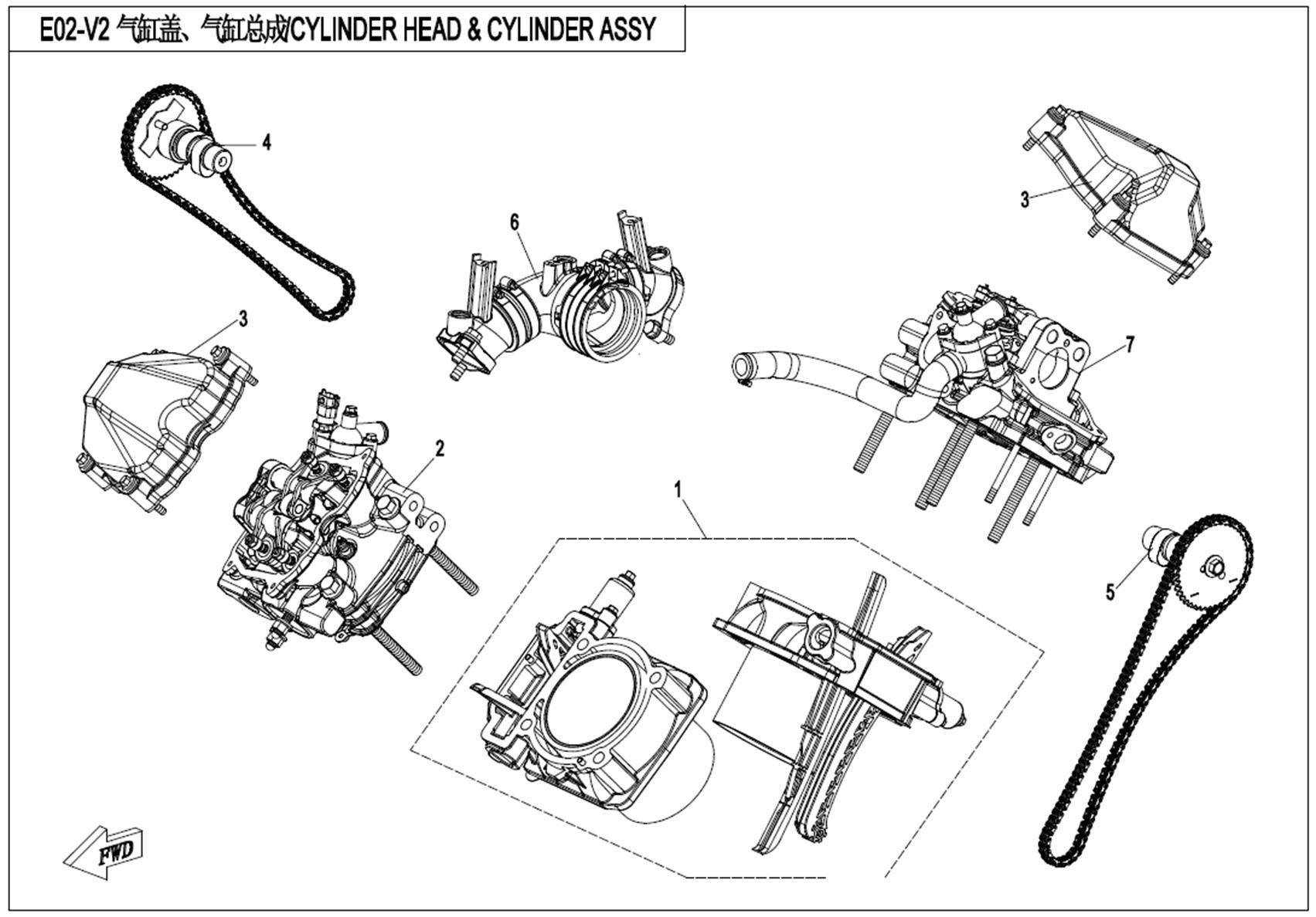 Picture of E02-V2 - CYLINDER HEAD & CYLINDER ASSY