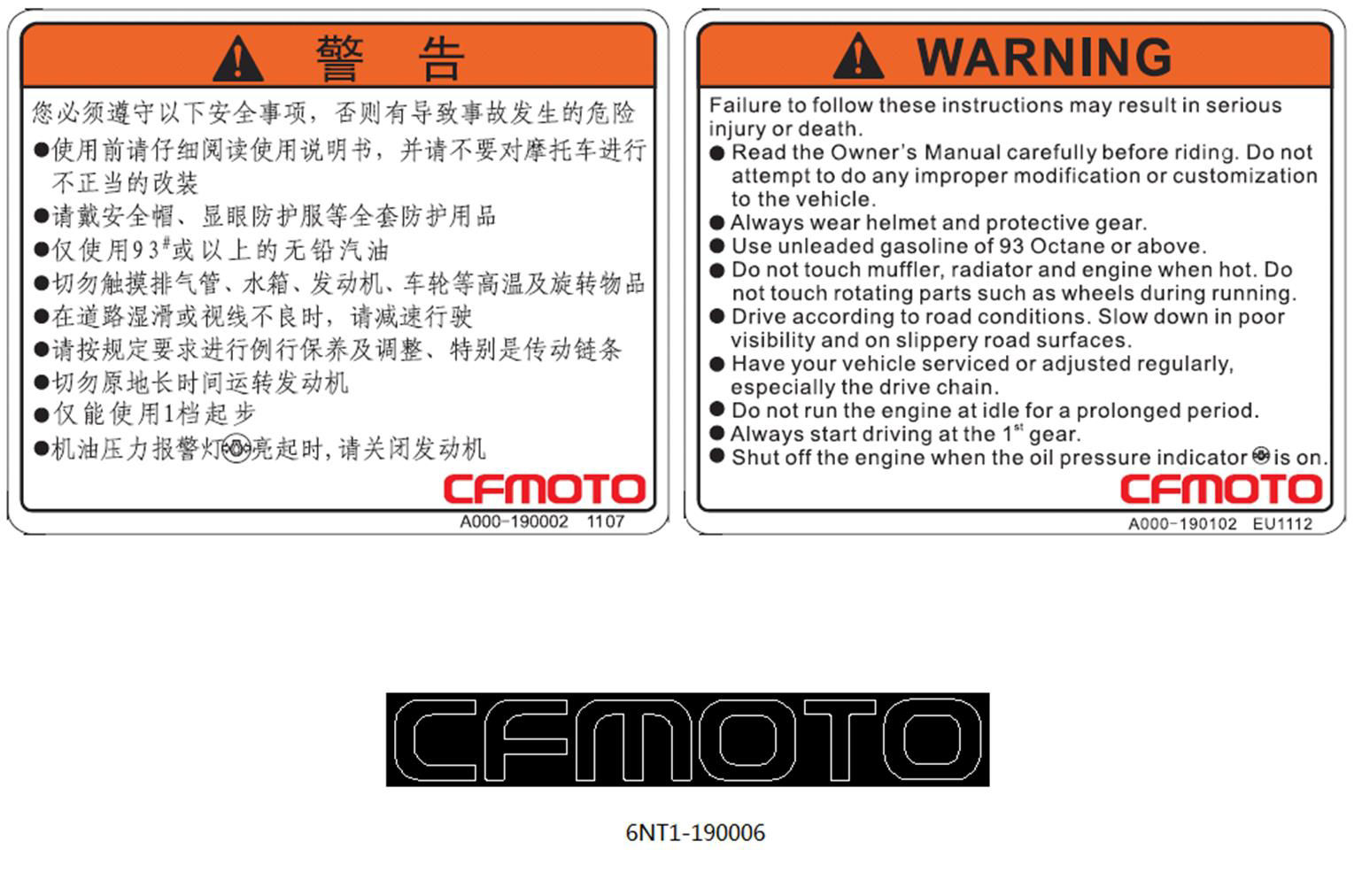 Picture of F19-A - DECAL(WARNING)