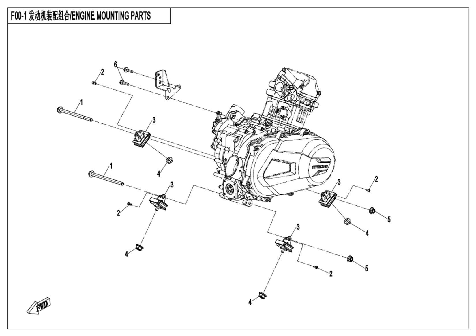 Picture of F00-1-B - ENGINE MOUNTING PARTS
