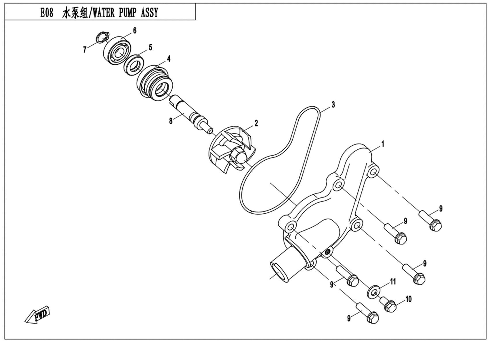 Picture of E08 - WATER PUMP ASSY.