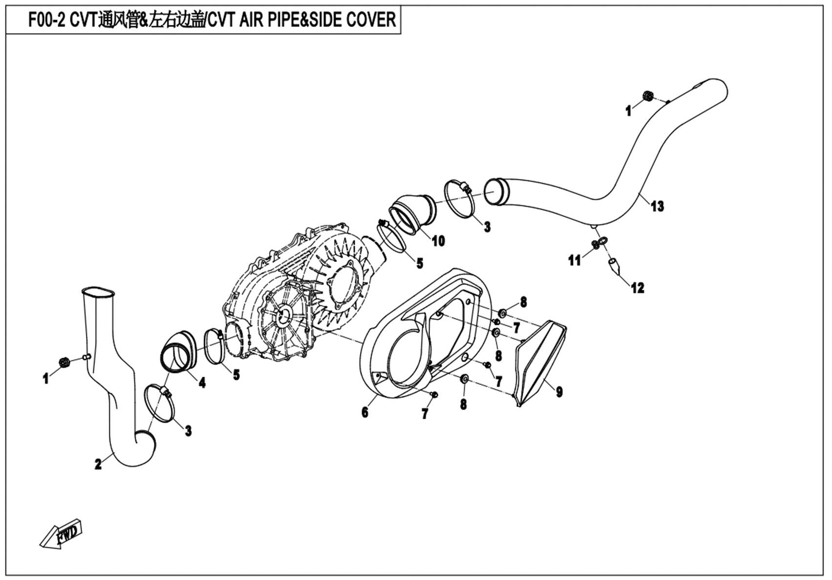 Picture of F00-2 - CVT AIR PIPE&SIDE COVER