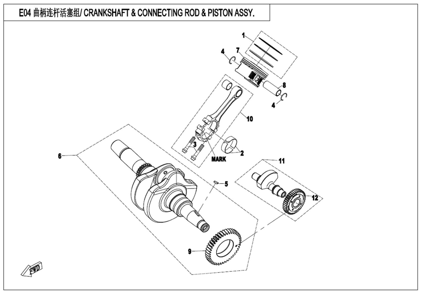 Picture of E04 - CRANKSHAFT,PISTON,BALANCER