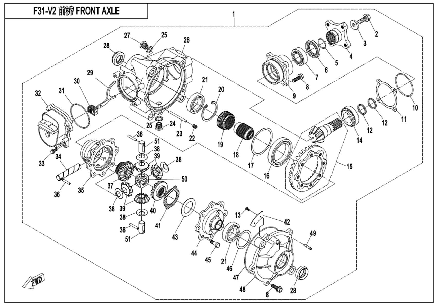 Picture of F31-V2 - FRONT AXLE