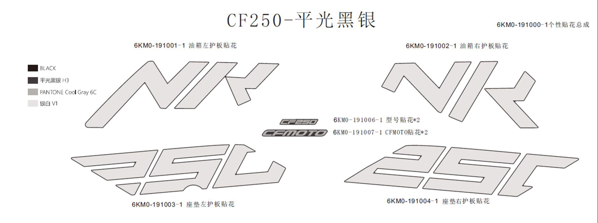 Picture of F19-C - DECAL(MATTE SILVER BLACK)