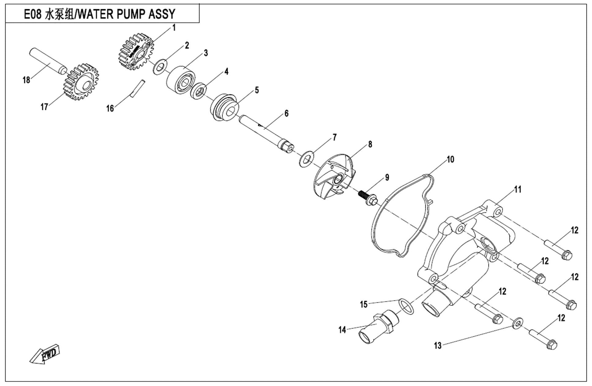 Picture of E08 - WATER PUMP ASSY.