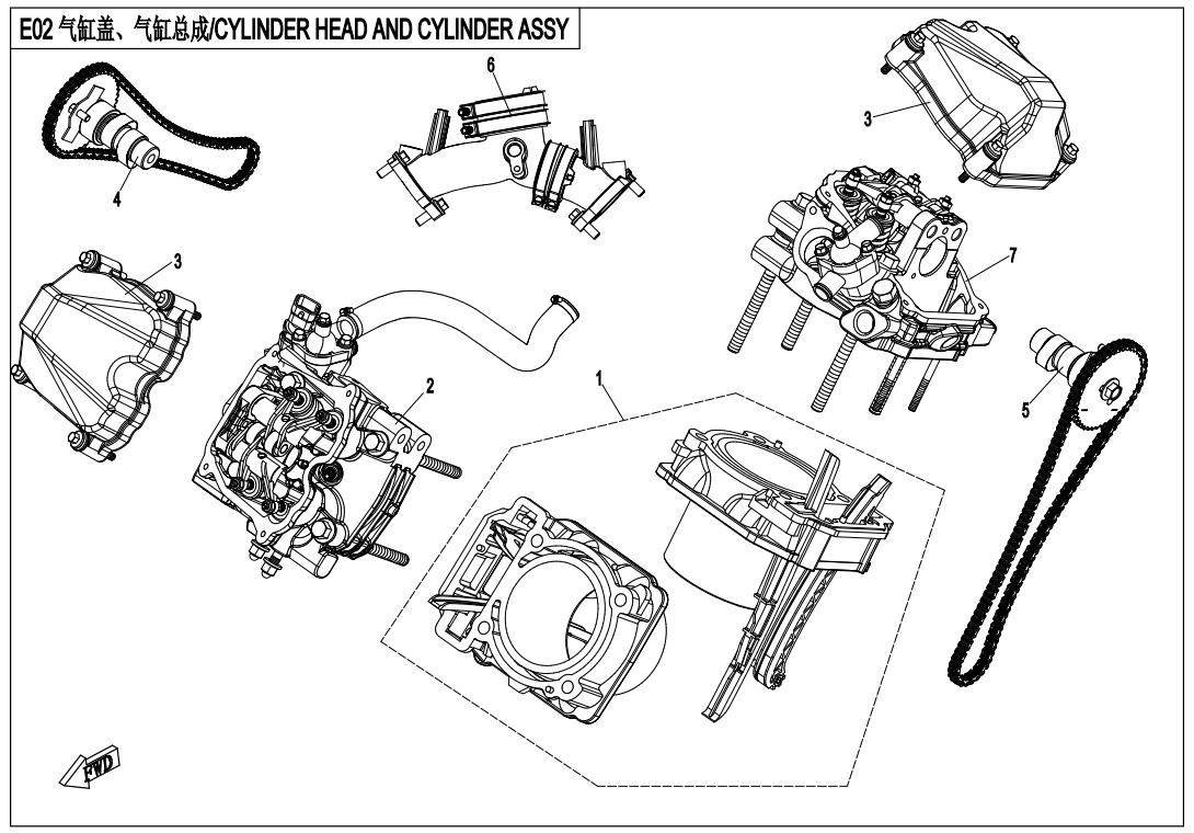 Picture of E02 - CYLINDER HEAD AND CYLINDER ASSY.