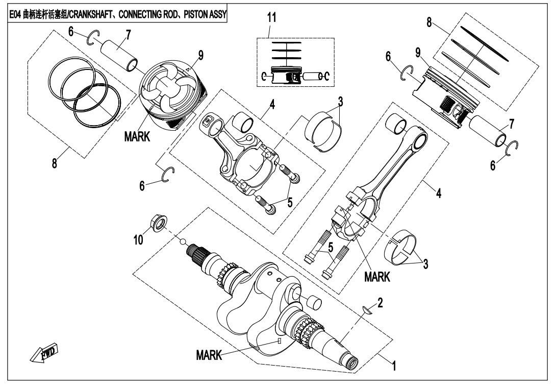 Picture of E04 - CRANKSHAFT&CONNECTING GOD& PISTON ASSY