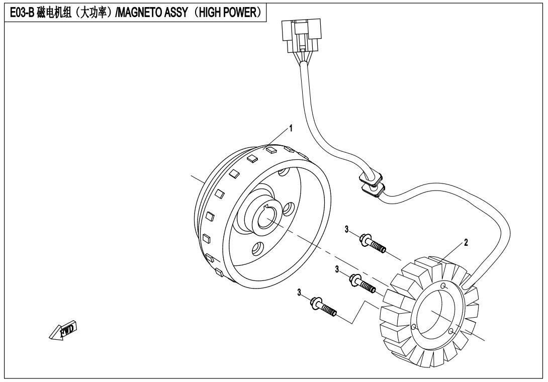 Picture of E03-B - MAGNETO STATOR ASSY (WITH EPS)