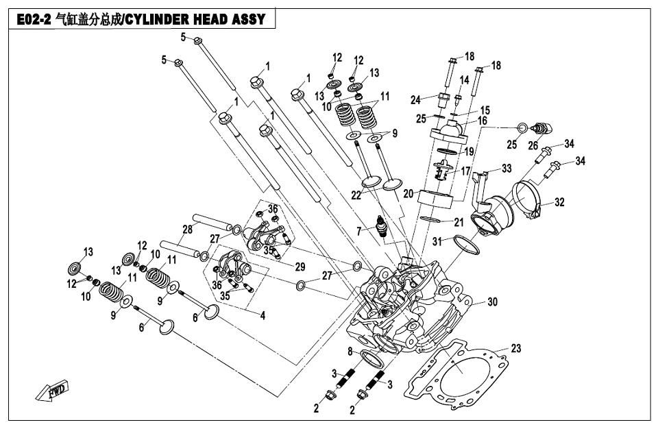 Picture of E02-2 - CYLINDER HEAD ASSY