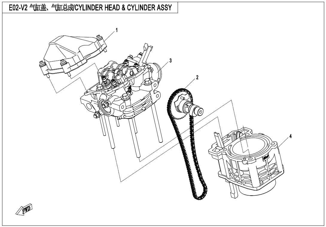 Picture of E02-V2 - CYLINDER HEAD & CYLINDER ASSY.