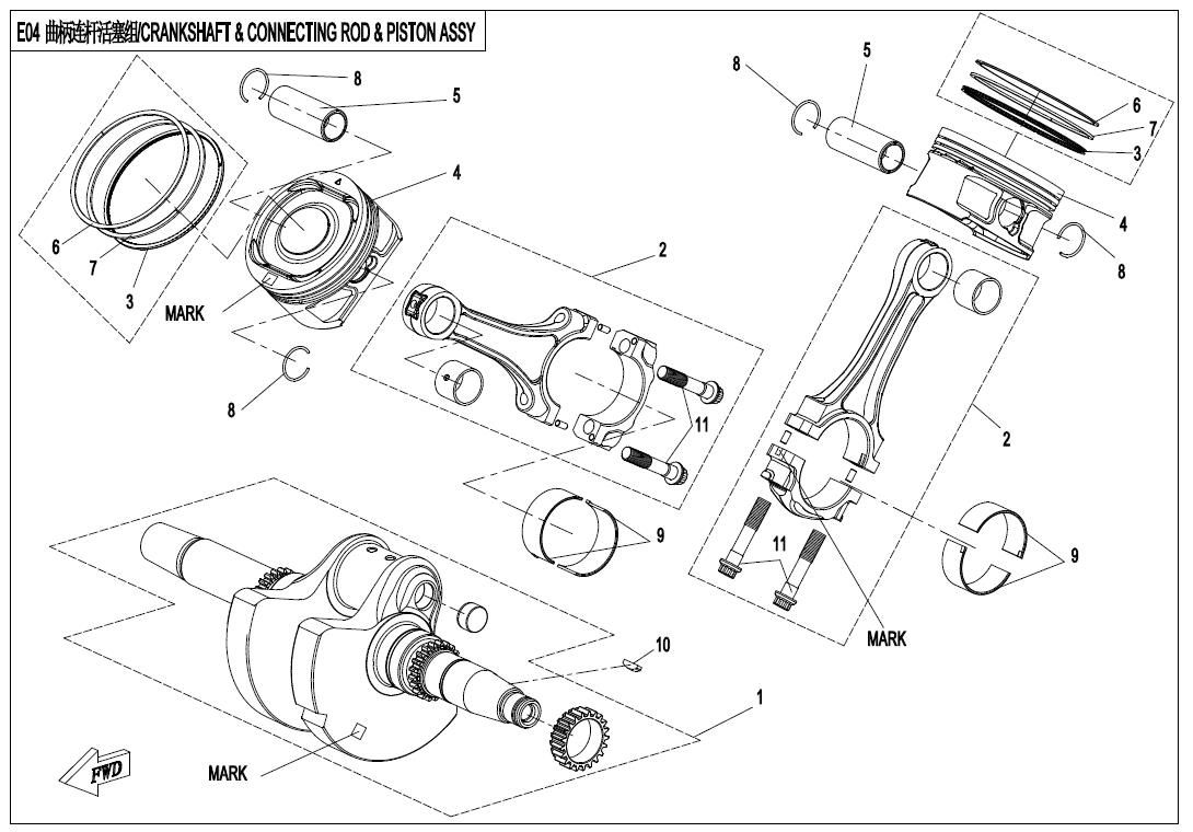 Picture of E04 - CRANKSHAFT & CONNECTING ROD & PISTON ASSY