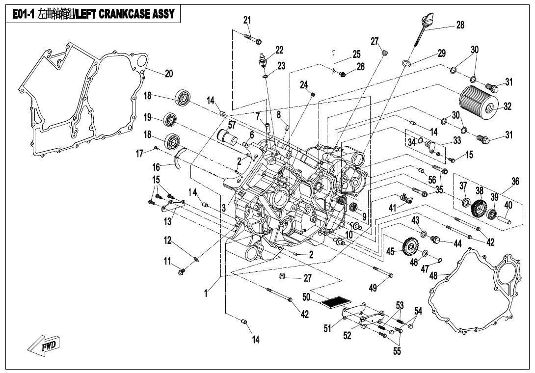Picture of E01-1-V1 - LEFT CRANKCASE ASSY
