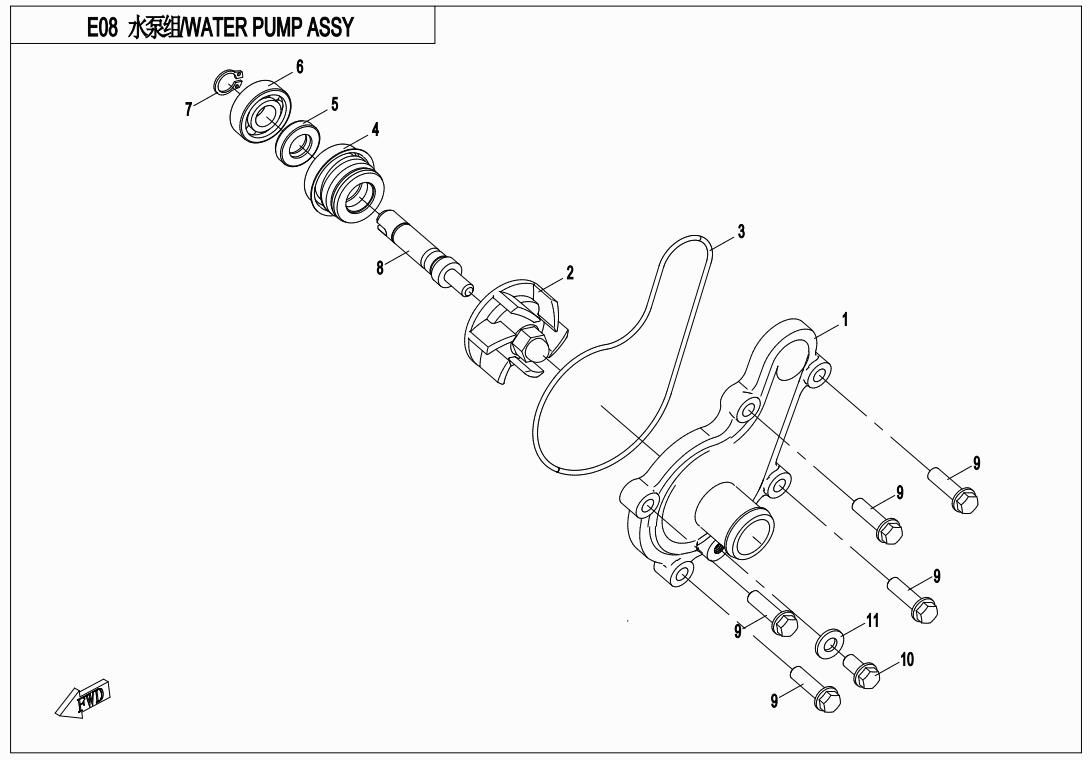 Picture of E08 - WATER PUMP ASSY