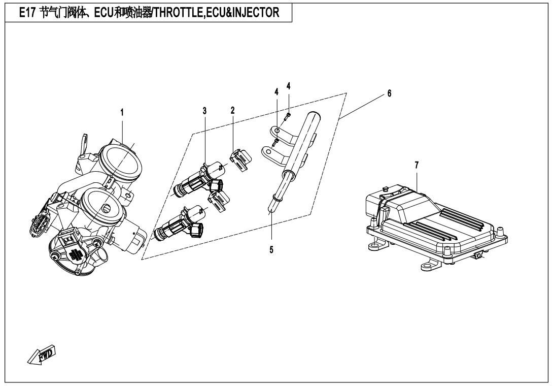 Picture of E17 - THROTTLE,ECU&INJECTOR