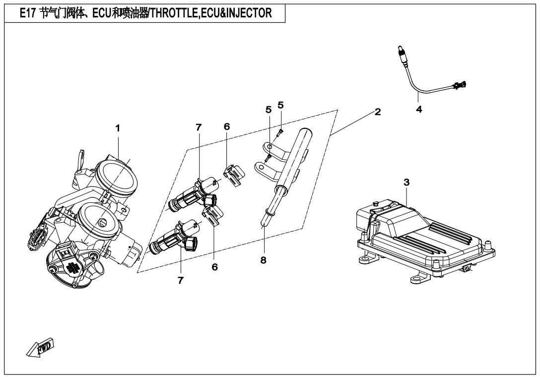 Picture of E17 - THROTTLE,ECU&INJECTOR