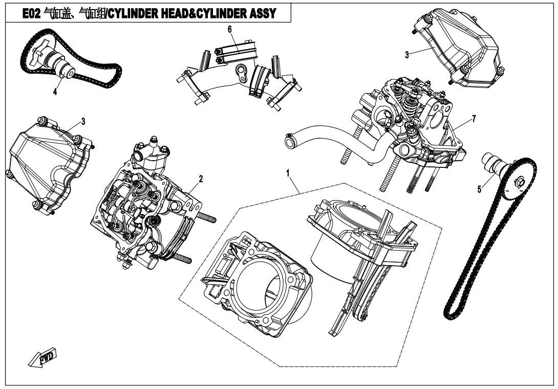 Picture of E02 - CYLINDER HEAD & CYLINDER ASSY