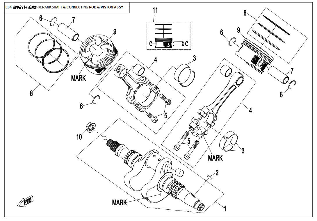 Picture of E04 - CRANKSHAFT & CONNECTING ROD & PISTON ASSY
