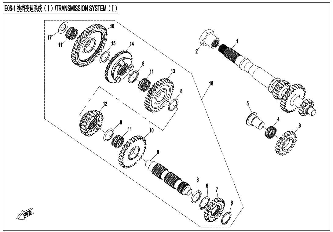 Picture of E06-1 - TRANSMISSION SYSTEM(?)