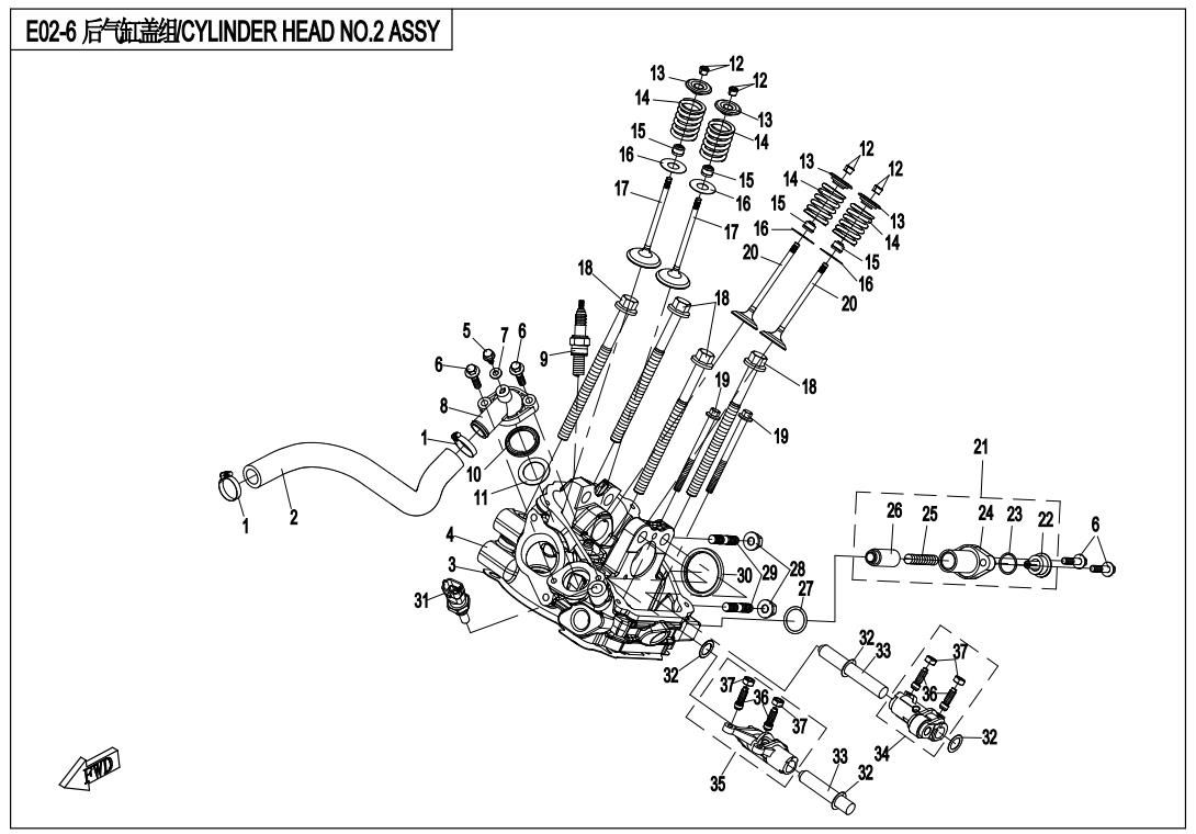 Picture of E02-6 - CYLINDER HEAD NO.2 ASSY
