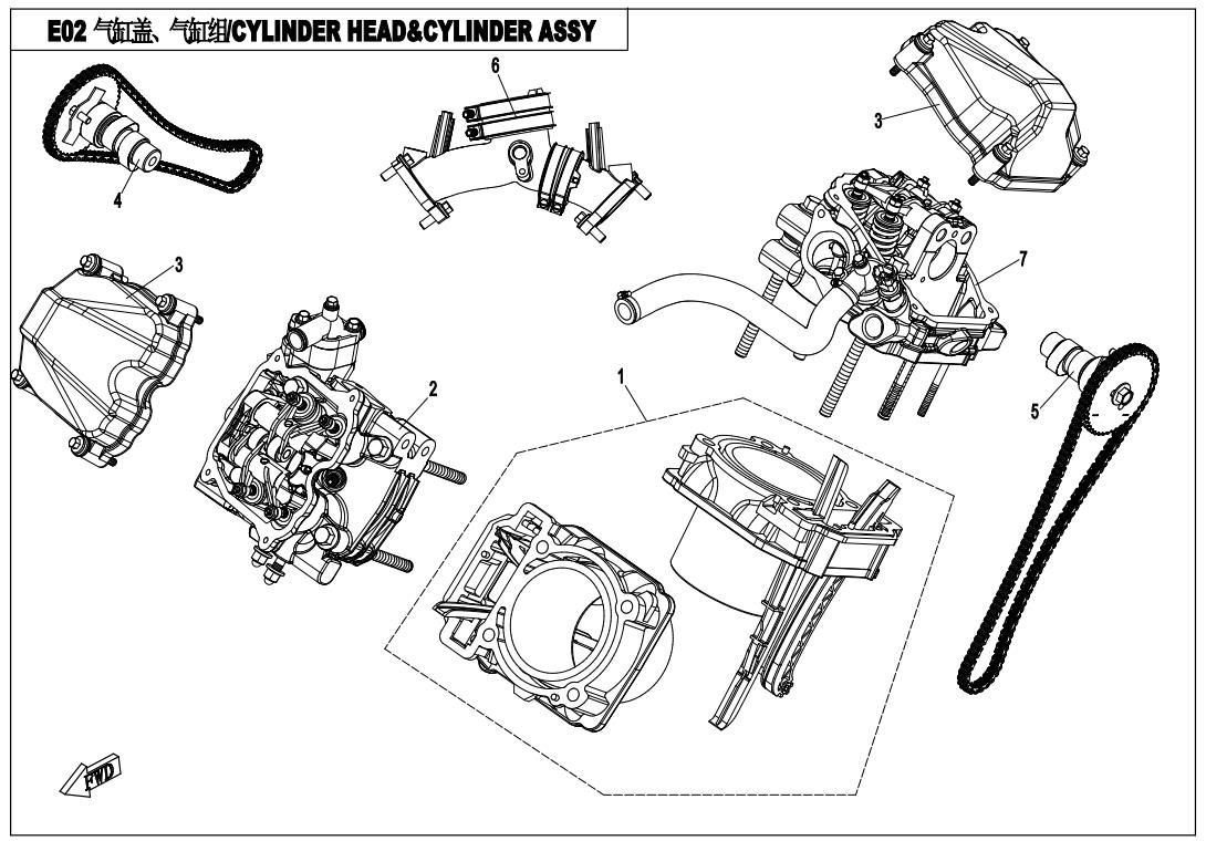 Picture of E02 - CYLINDER HEAD & CYLINDER ASSY