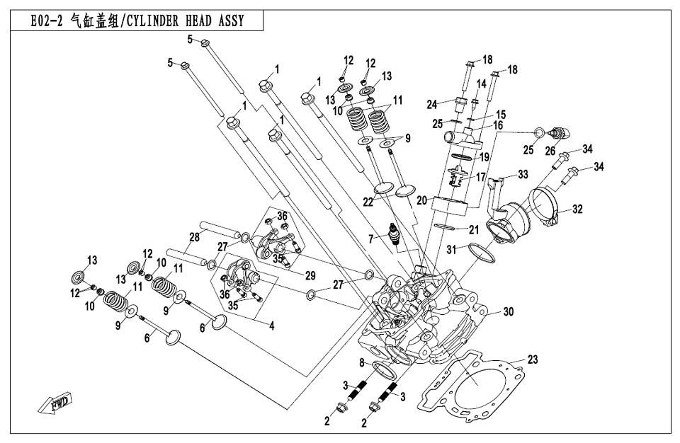 Picture of E02-2 - CYLINDER HEAD ASSY