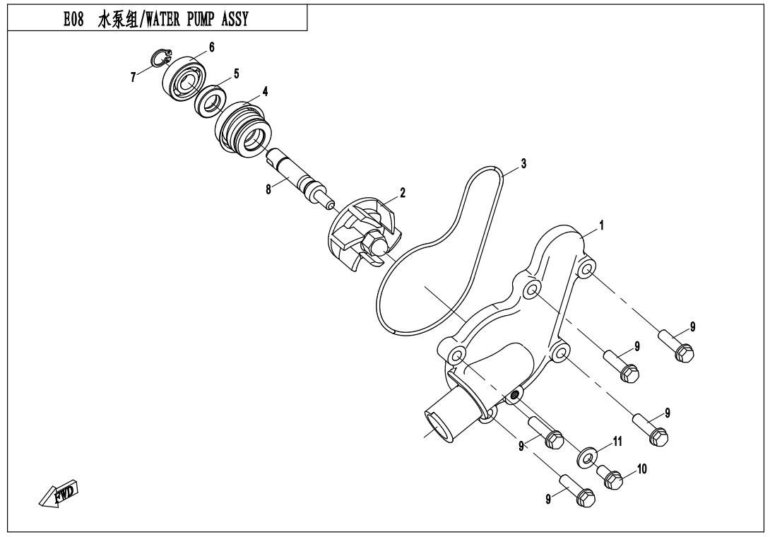 Picture of E08 - WATER PUMP ASSY.