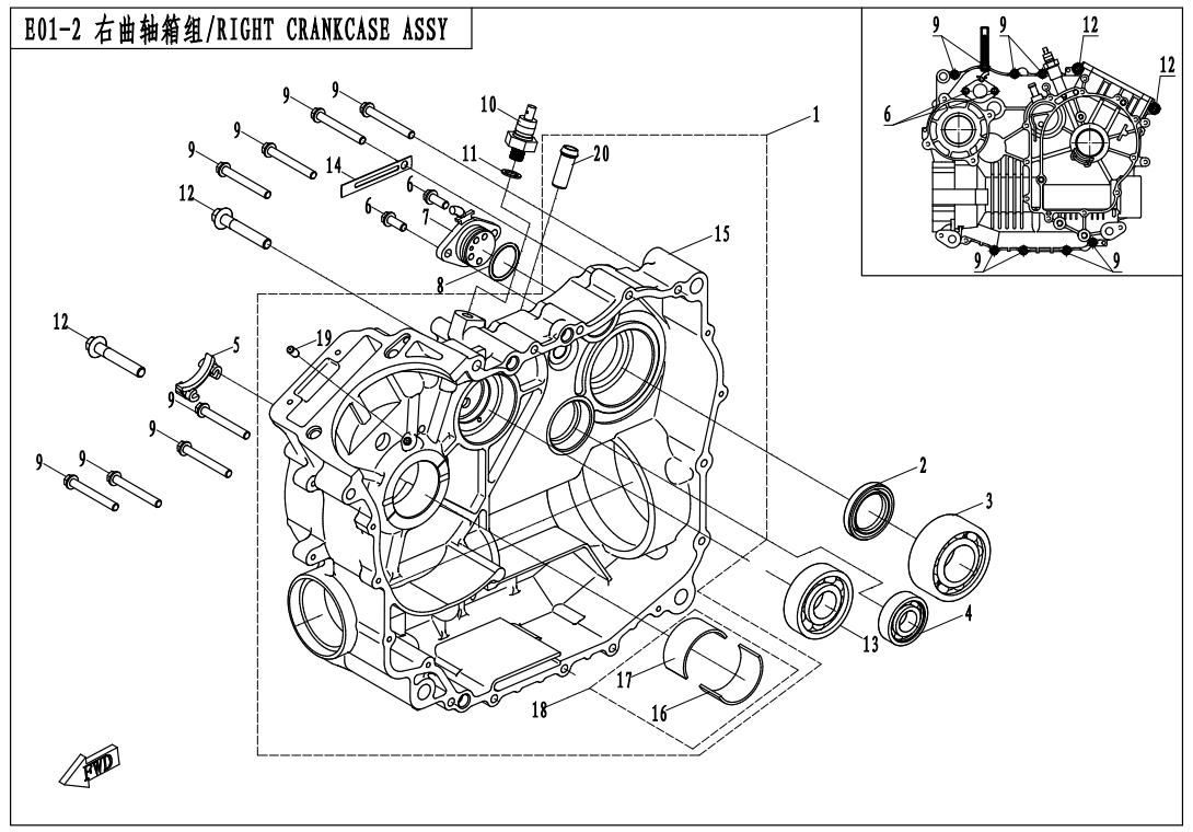 Picture of E01-2 - RIGHT CRANKCASE ASSY