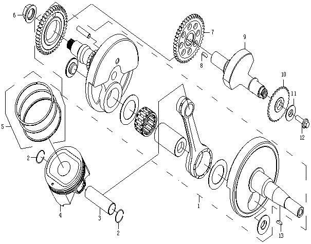 Picture of E13 - CRANKSHAFT, PISTON, BALANCER