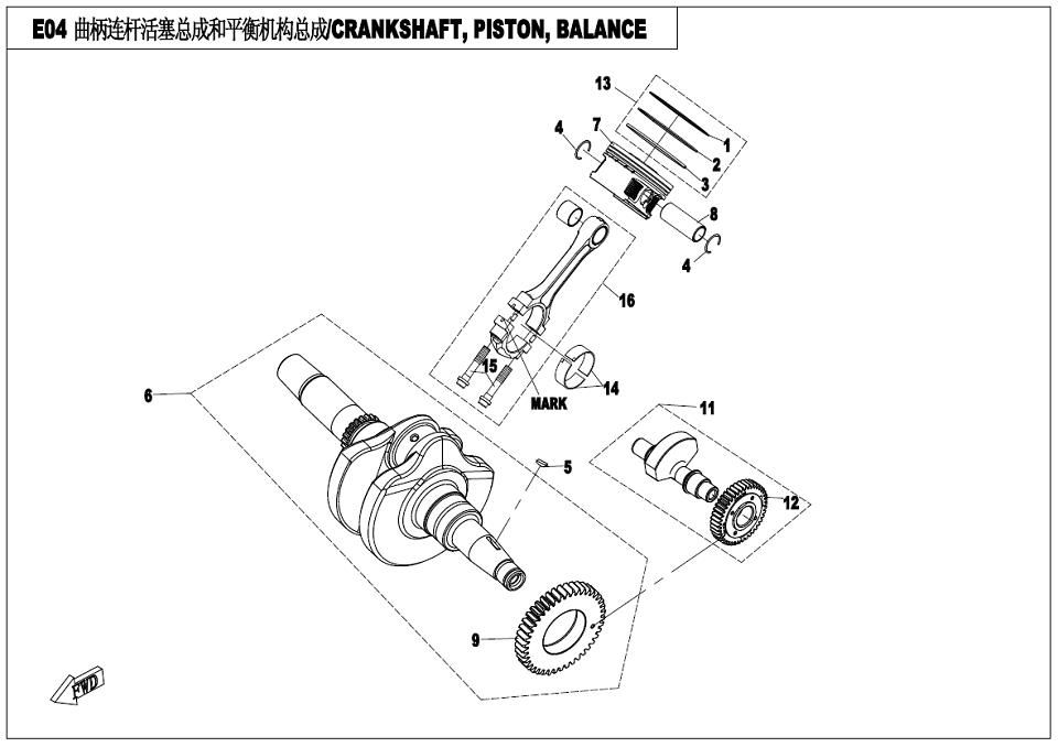 Picture of E04 - CAMSHAFT,PISTON,BALANCE