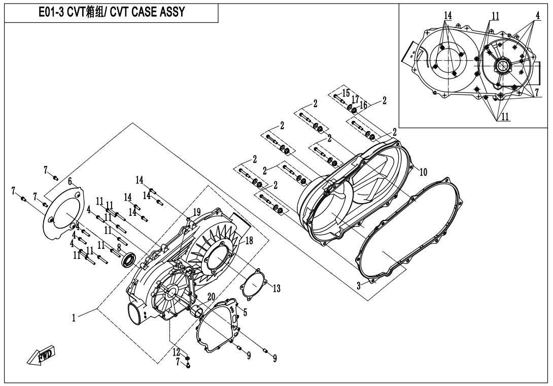 Picture of E01-3-OLD - CVT CASE ASSY.(OLD)
