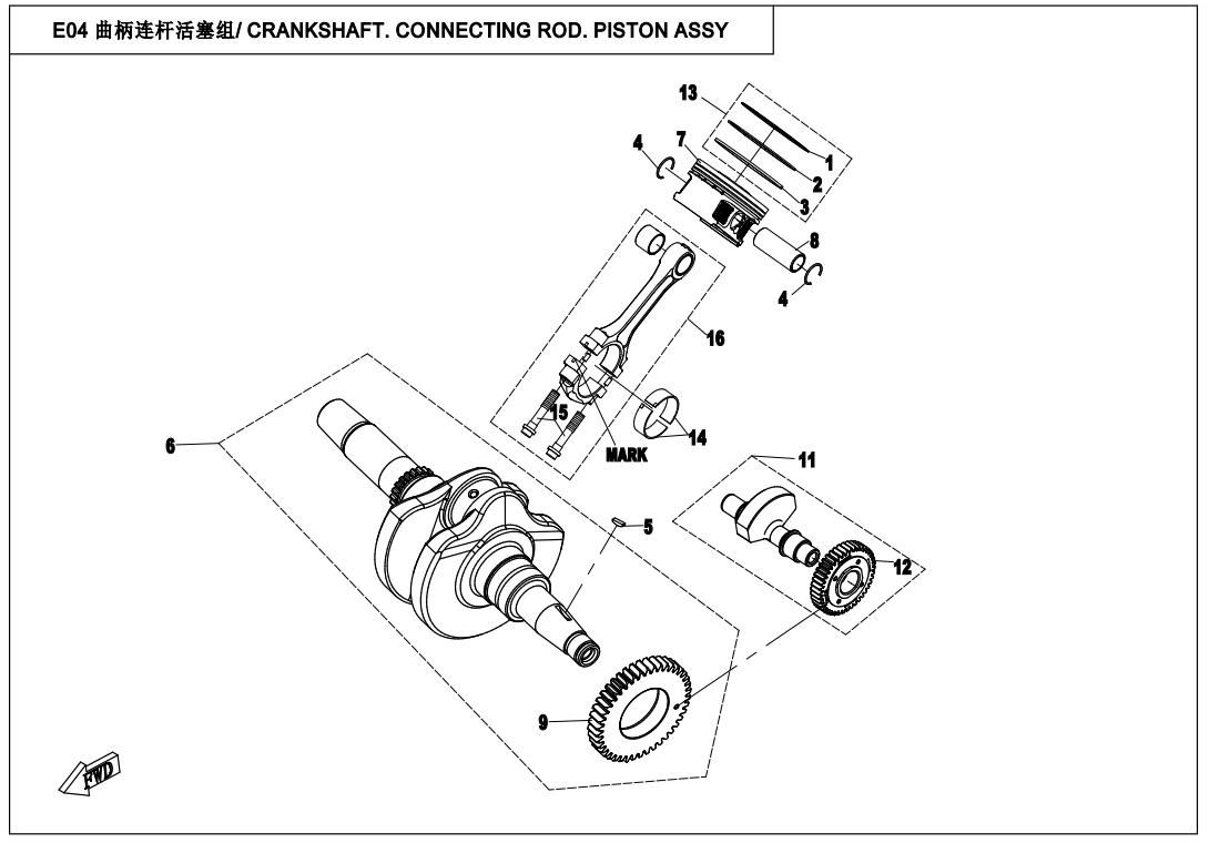Picture of E04 - CRANKSHAFT,CONNECTING ROD,PISTON
