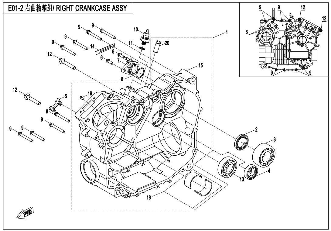 Picture of E01-2 - RIGHT CRANKCASE ASSY