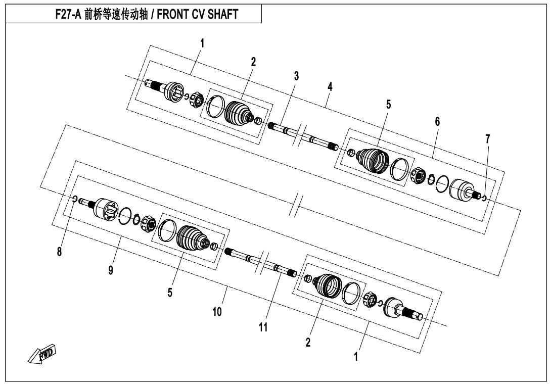 Picture of F27-A - FRONT CV SHAFT(SPS)