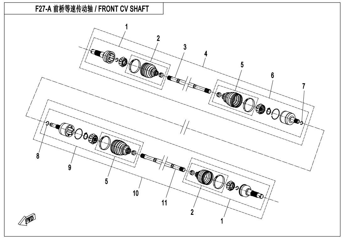 Picture of F27-A - FRONT CV SHAFT(SPS)