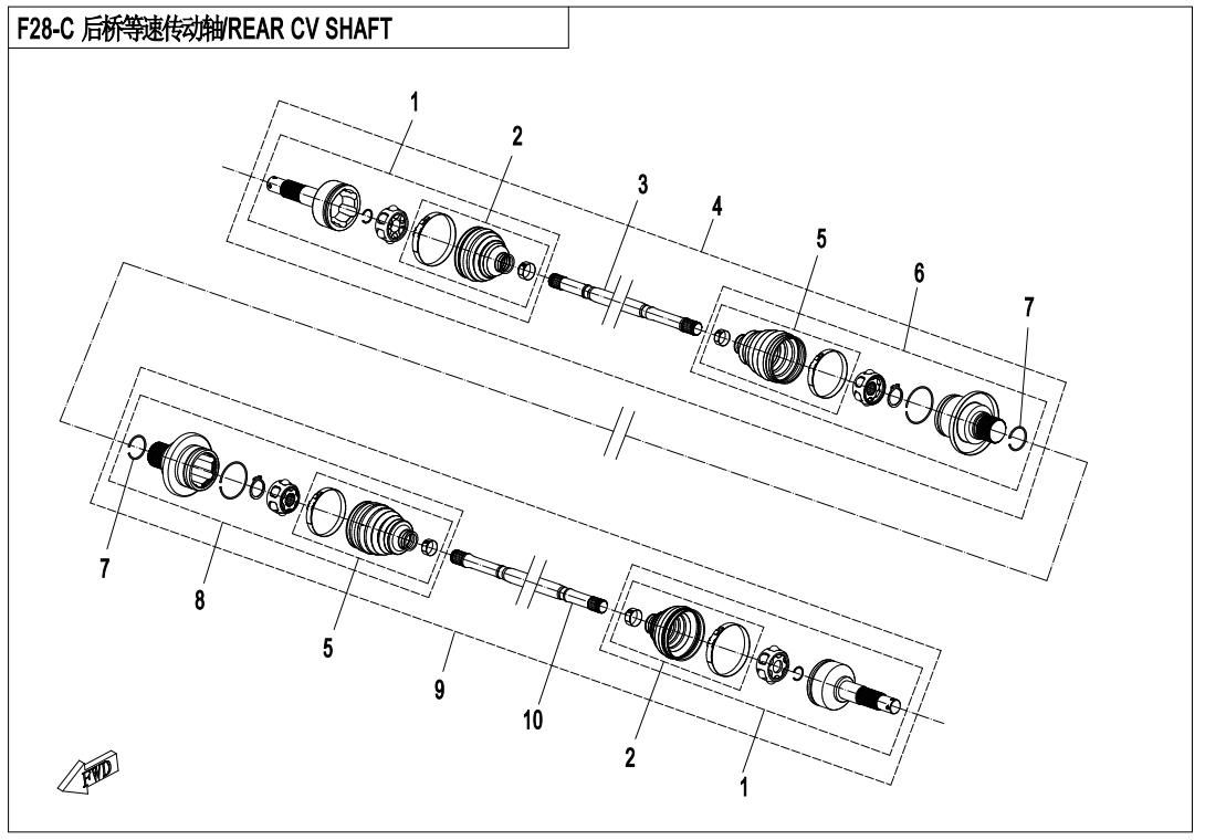 Picture of F28-C - REAR CV DRIVE SHAFT ASSY(ODN)