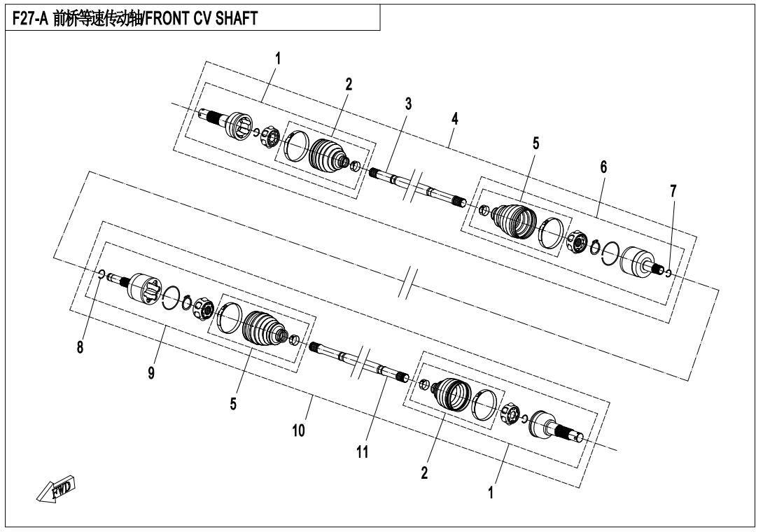 Picture of F27-A - FRONT CV DRIVE SHAFT ASSY(SPS)